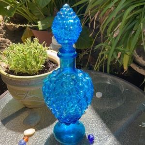 Vintage 1960’s MCM Bubble Glass  Decanter 11”